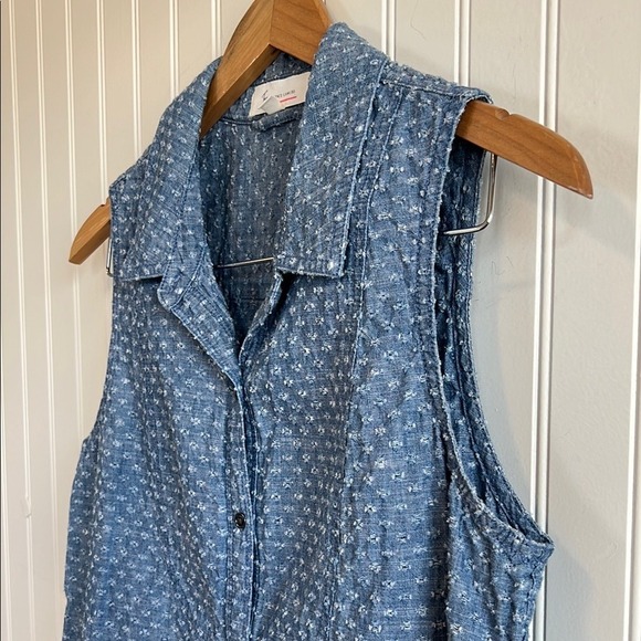 Blue Sleeveless Button-Up Top Two by Vince Camuto women M cottagecore - Picture 3 of 7